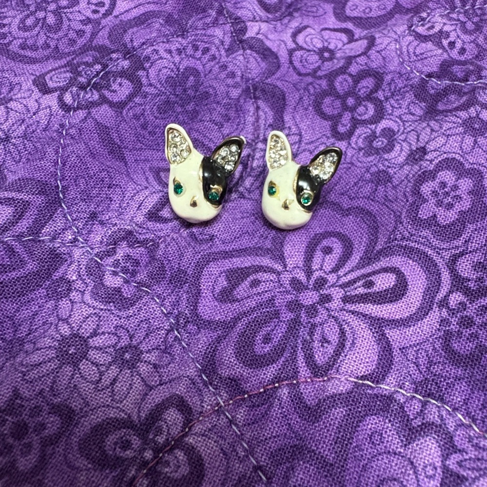 Betsey Johnson Black and White Dog Earrings